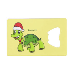 Niedliche glückliche Schildkröte mit Weihnachtsman Geldbeutel Flaschenöffner