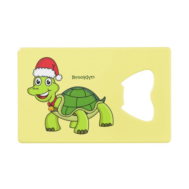 Niedliche glückliche Schildkröte mit Weihnachtsman Geldbeutel Flaschenöffner (Vorderseite (Horizontal))