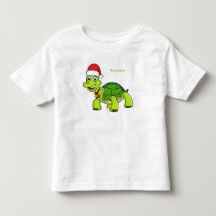 Niedliche glückliche Schildkröte mit Weihnachtsman Kleinkind T-shirt