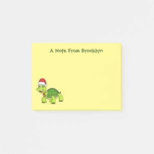 Niedliche glückliche Schildkröte mit Weihnachtsman Post-it Klebezettel