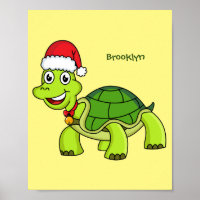 Niedliche glückliche Schildkröte mit Weihnachtsman