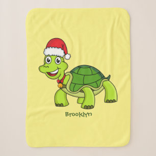 Niedliche glückliche Schildkröte mit Weihnachtsman Sherpadecke