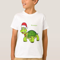 Niedliche glückliche Schildkröte mit Weihnachtsman
