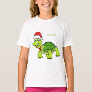 Niedliche glückliche Schildkröte mit Weihnachtsman T-Shirt