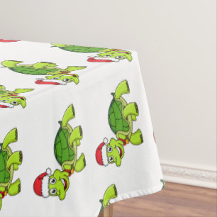 Niedliche glückliche Schildkröte mit Weihnachtsman Tischdecke