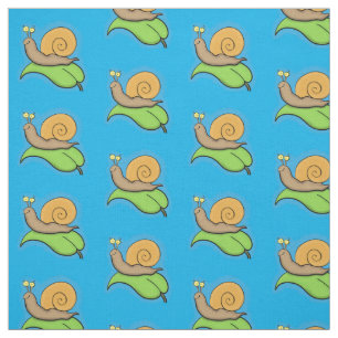 Niedliche, glückliche Schnecke auf einer Cartoon-I Stoff