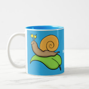 Niedliche, glückliche Schnecke auf einer Cartoon-I Zweifarbige Tasse