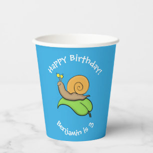 Niedliche, glückliche Schnecke personalisierter Ca Pappbecher