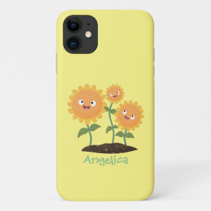 Niedliche glückliche Sonnenblumen lächelnd Cartoon Case-Mate iPhone Hülle
