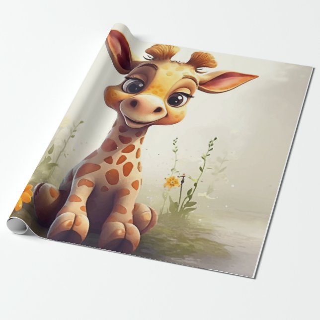 Niedliche Glücksspielgiraffe Geschenkpapier (Ungerollt)
