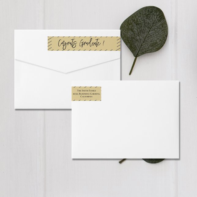 Niedliche Glückwunsch Graduate Brown Stripes Scrip (Cute Congrats Graduate Brown Stripes Scripts Wrap Around Label)