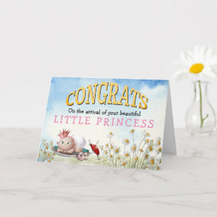Niedliche Glückwünsche Baby Girl Anreise Princess  Karte
