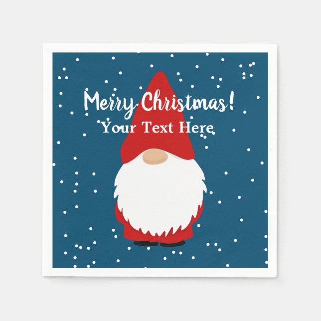 Niedliche Gnome Cartoon Weihnachtsfeier Napkins Serviette (Vorderseite)