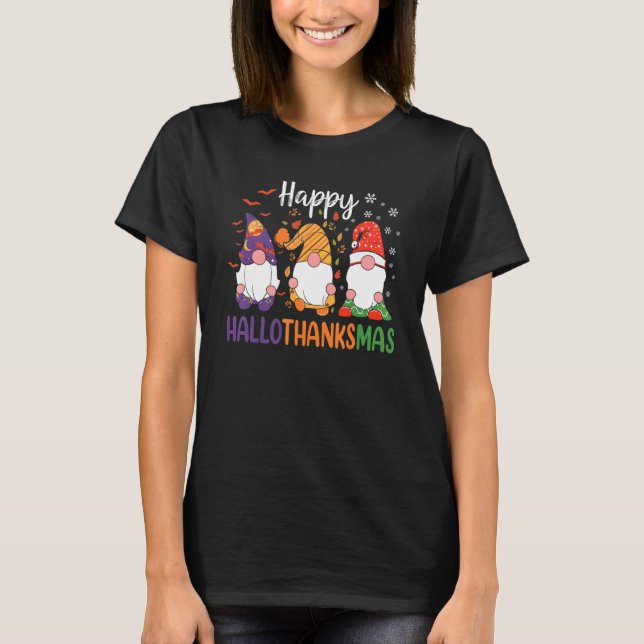 Niedliche Gnome fallen Halloween Girls Happy Hallo T-Shirt (Vorderseite)
