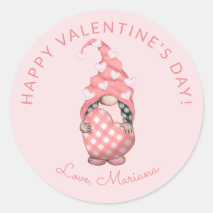 Niedliche Gnome Happy Valentines Day Gastgeschenke Runder Aufkleber