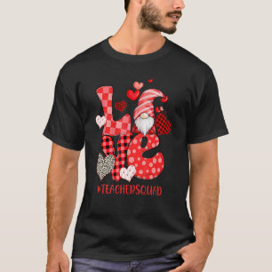 Niedliche Gnome Liebe Herz Leopard Kariert Teacher T-Shirt