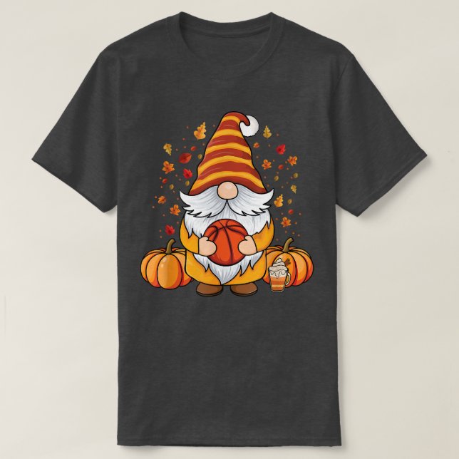 Niedliche Gnome mit Basketball Kürbisgewürz Gewürz T-Shirt (Design vorne)