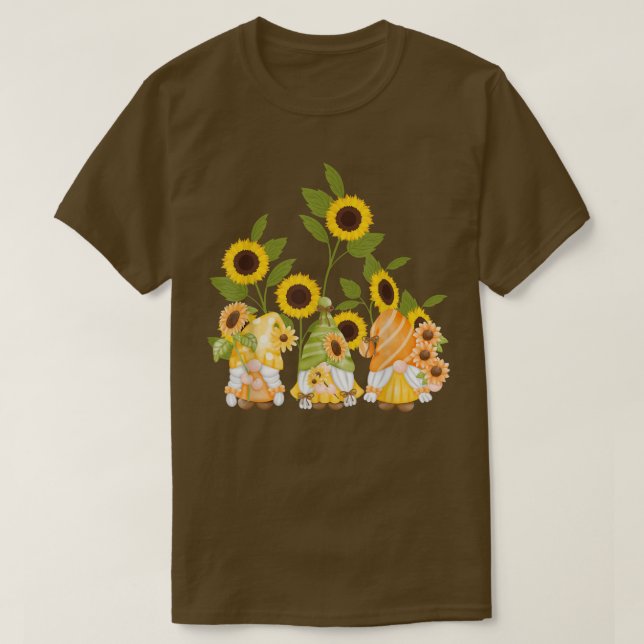 niedliche Gnome Sonnenblumen Garten Frauen Sommer  T-Shirt (Design vorne)