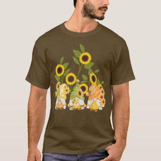niedliche Gnome Sonnenblumen Garten Frauen Sommer  T-Shirt