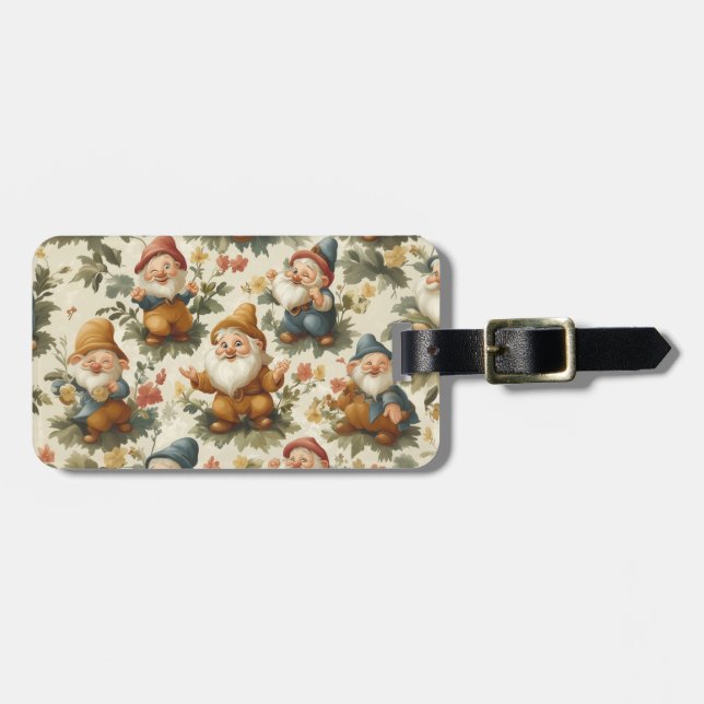 Niedliche Gnome und Blume Gepäckanhänger (Vorderseite horizontal)