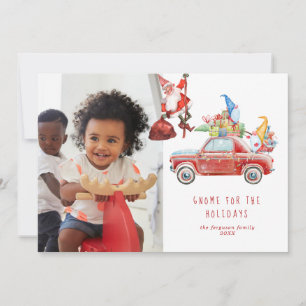 Niedliche Gnome und Santa   Fotokarte für den Urla