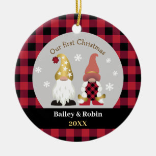 Niedliche Gnome Unser erstes Weihnachtsbüffel Kar Keramik Ornament