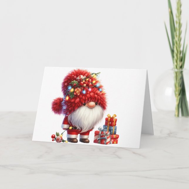 Niedliche Gnome Weihnachtskarte Karte (Vorderseite)