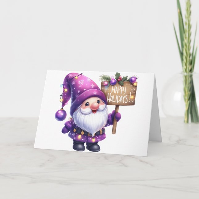 Niedliche Gnome Weihnachtskarte Karte (Vorderseite)