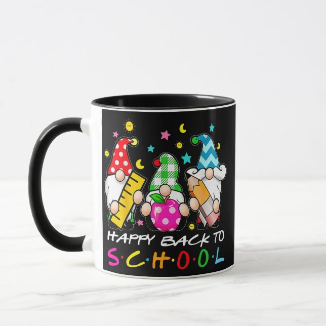 Niedliche Gnome zurück zum Lehrer und Tasse (Links)