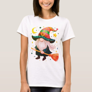 Niedliche Gnomen mit Besenstiel T-Shirt