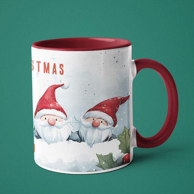 Niedliche Gnomes Frohe Weihnachten Personalisierte Tasse (Von Creator hochgeladen)