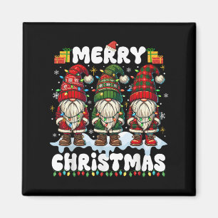 Niedliche Gnomes Frohe Weihnachts-Lichtmatching-Fa Magnet