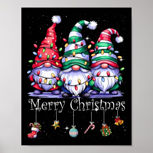 Niedliche Gnomes Frohe Weihnachtsfamilie Gnome Xma Poster (Vorne)