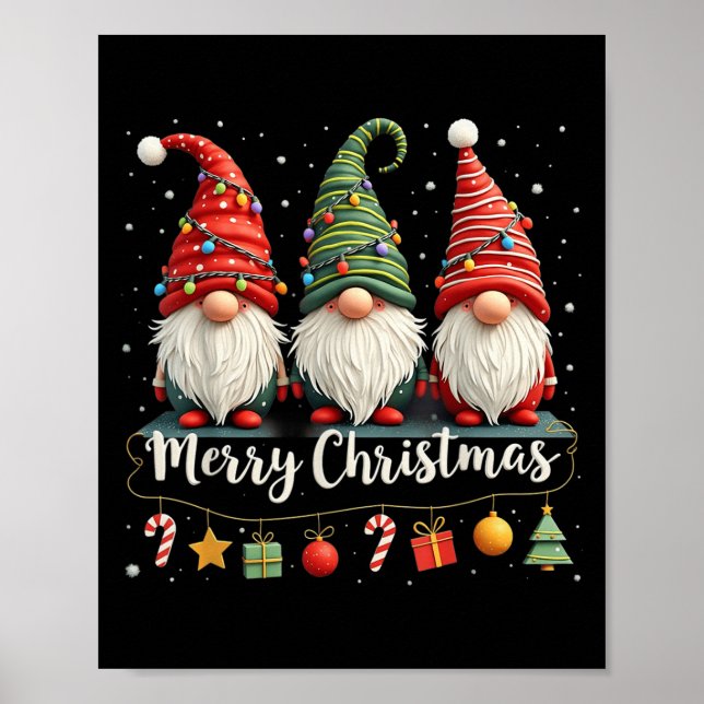 Niedliche Gnomes Frohe Weihnachtsfamilie Gnome Xma Poster (Vorne)