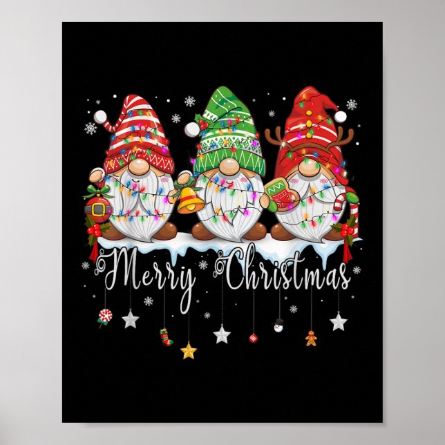 Niedliche Gnomes Frohe Weihnachtsfamilie Gnome Xma Poster (Vorne)