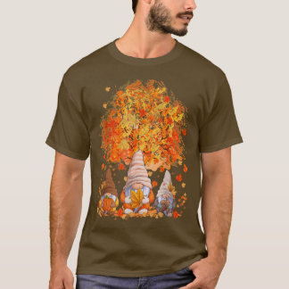 Niedliche Gnomes Herbstfallen Baum Thanksiving Pum T-Shirt