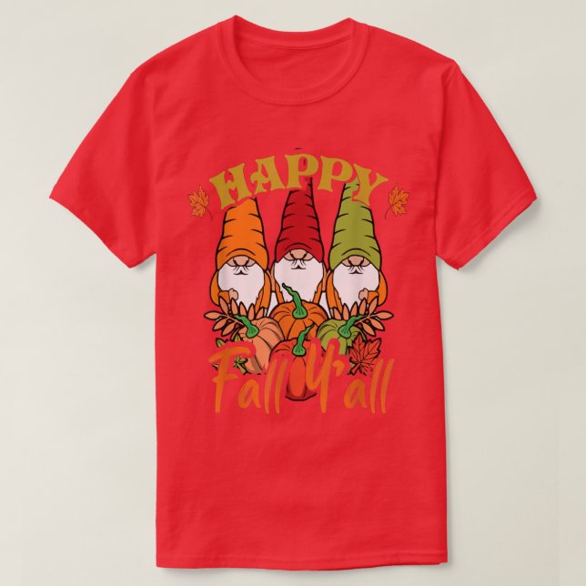 Niedliche Gnomes Pumpkin Herbst glücklich Fall Y'a T-Shirt (Design vorne)