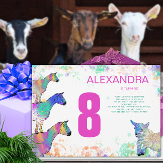 Niedliche Goat 8. Geburtstagsparty Einladung