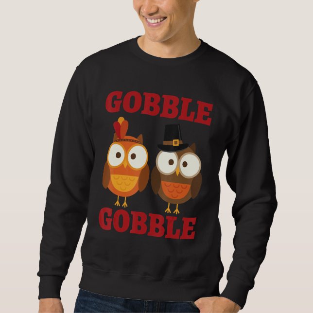 Niedliche Gobble Gobble Türkei Pilgrim Little Boys Sweatshirt (Vorderseite)