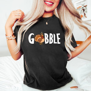 Niedliche Goble Türkei Weißer Fall Erntedank T-Shirt