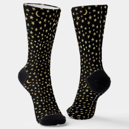 Niedliche Gold Stars Crescent Moons Muster Socken