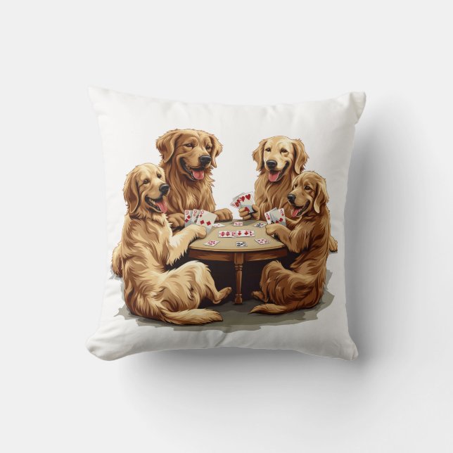 Niedliche Golden Retriever Hunde Spielkarten Kissen (Vorderseite)