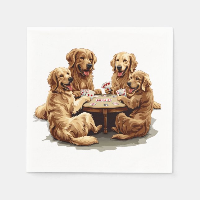 Niedliche Golden Retriever Hunde Spielkarten Serviette (Vorderseite)