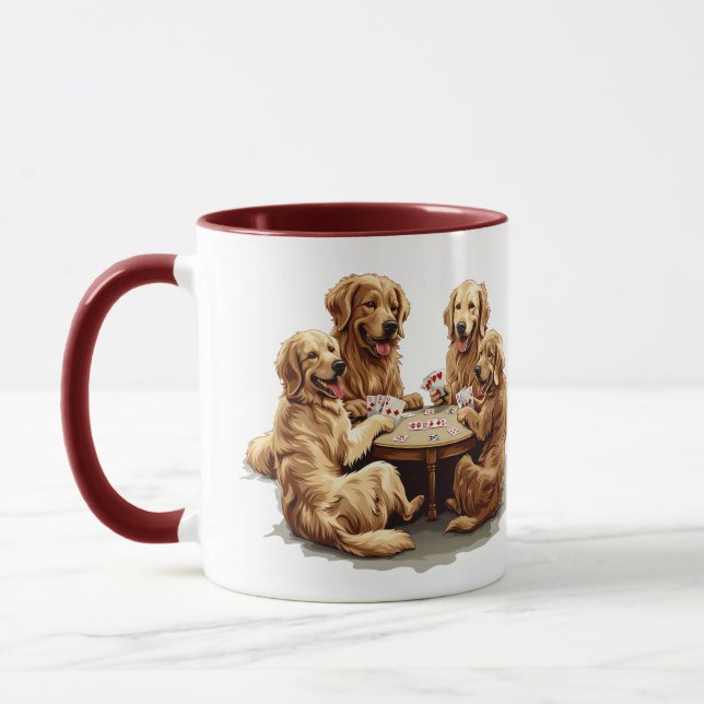 Niedliche Golden Retriever Hunde Spielkarten Tasse (Links)