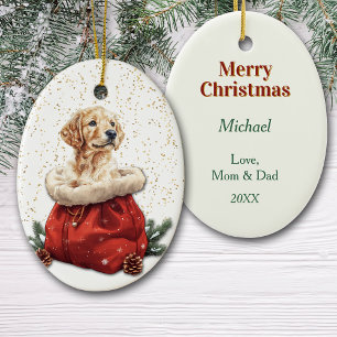 Niedliche Golden Retriever Welpe Weihnachtsgeschen Keramik Ornament