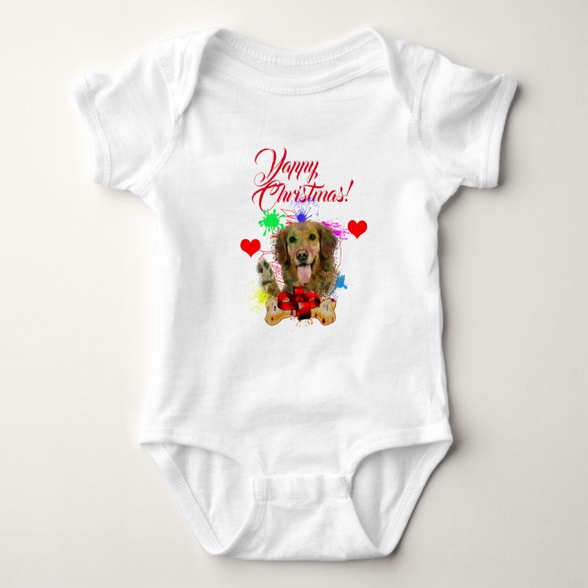 Niedliche Golden Retriever Yappy Weihnachten Baby Strampler (Vorderseite)