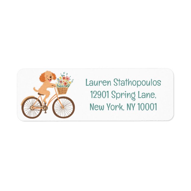 Niedliche Goldendoodle Dog Biking Spring Blumen (Vorne)
