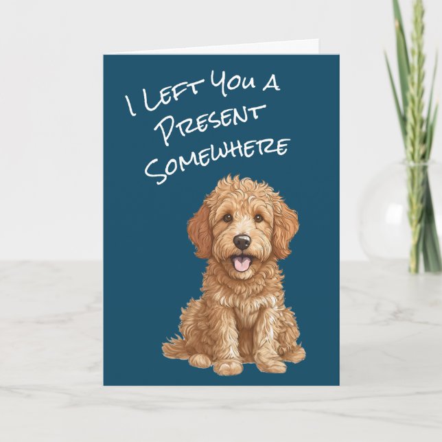 Niedliche Goldendoodle Welpe Happy Birthday Card Einladung (Vorderseite)
