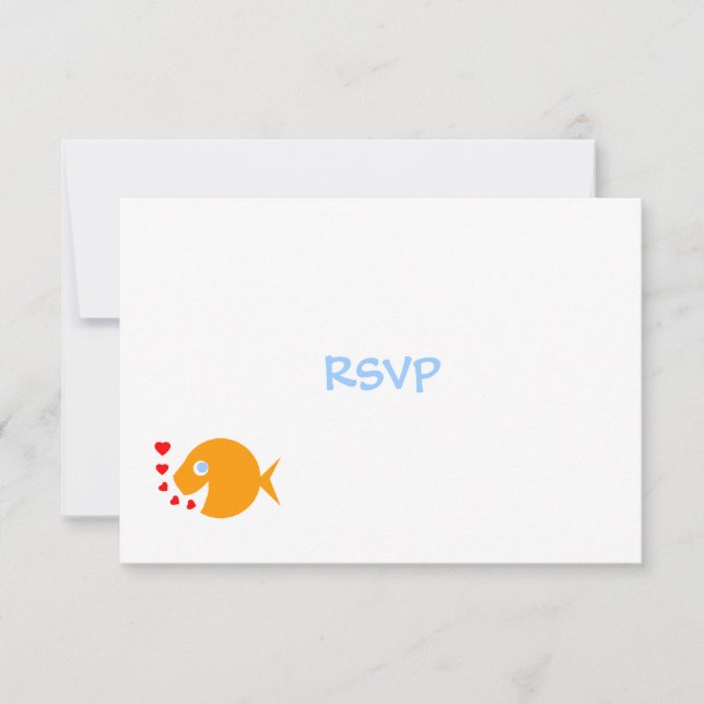 Niedliche Goldfish & Hearts Beach Wedding RSVP Car (Vorderseite)