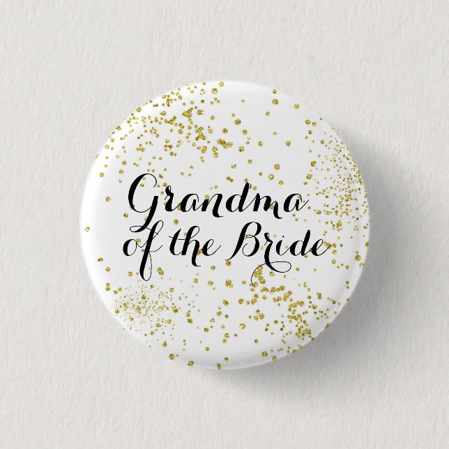 Niedliche GoldGlitzer-Großmutter des Braut-Knopfes Button (Vorderseite)
